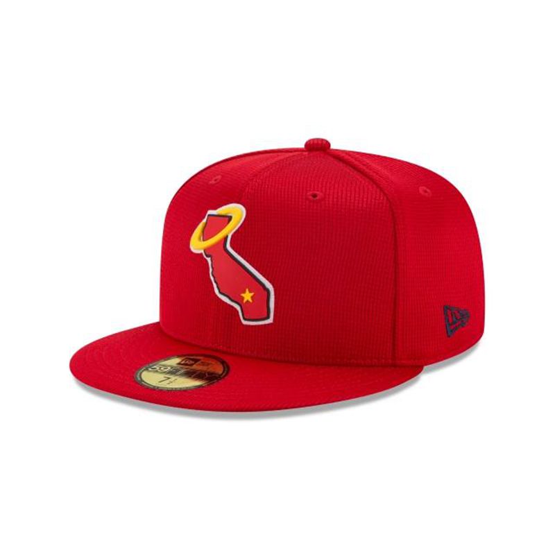 MLB Los Angeles Angels Clubhouse Collection 59Fifty Fitted (HAM1980) - Red New Era Caps